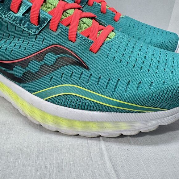 Saucony Kinvara 11  Aqua/Green/Orange Shoes Men\'s 10 Athletic Running Walking